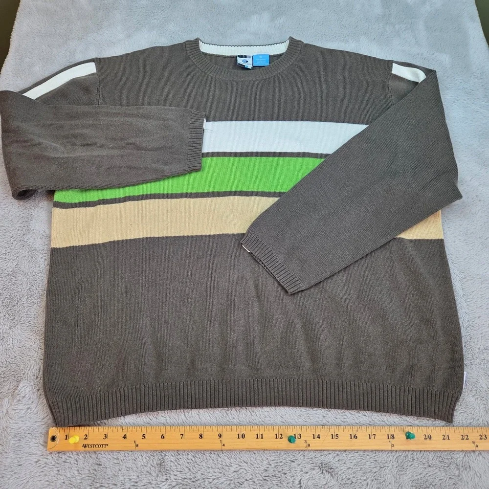 Vintage Phys.Sci. Striped Knit Sweater Mens XL Crew Colorblock Made in Japan